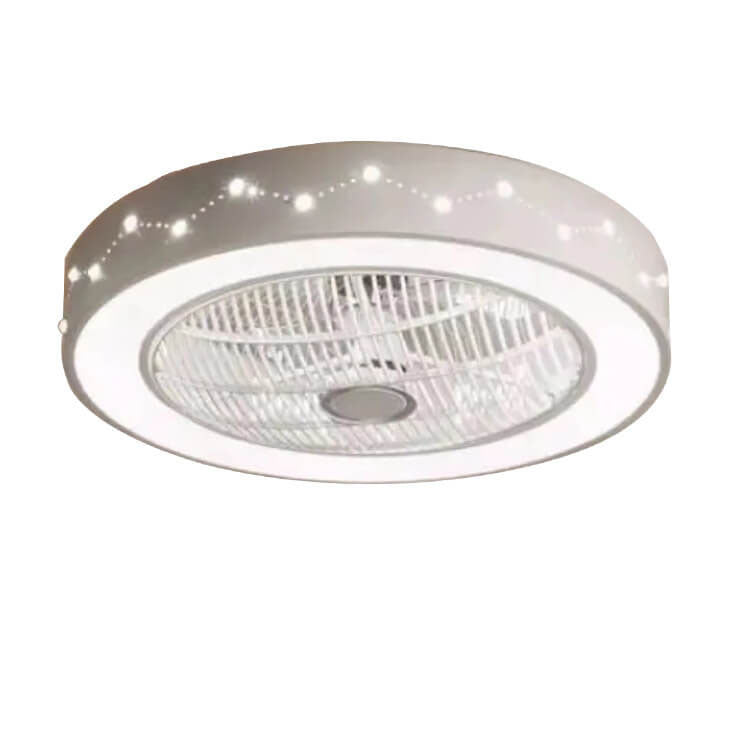 Nordic Simple Round Galaxy Enclosed LED Flush Mount Ceiling Fan Light