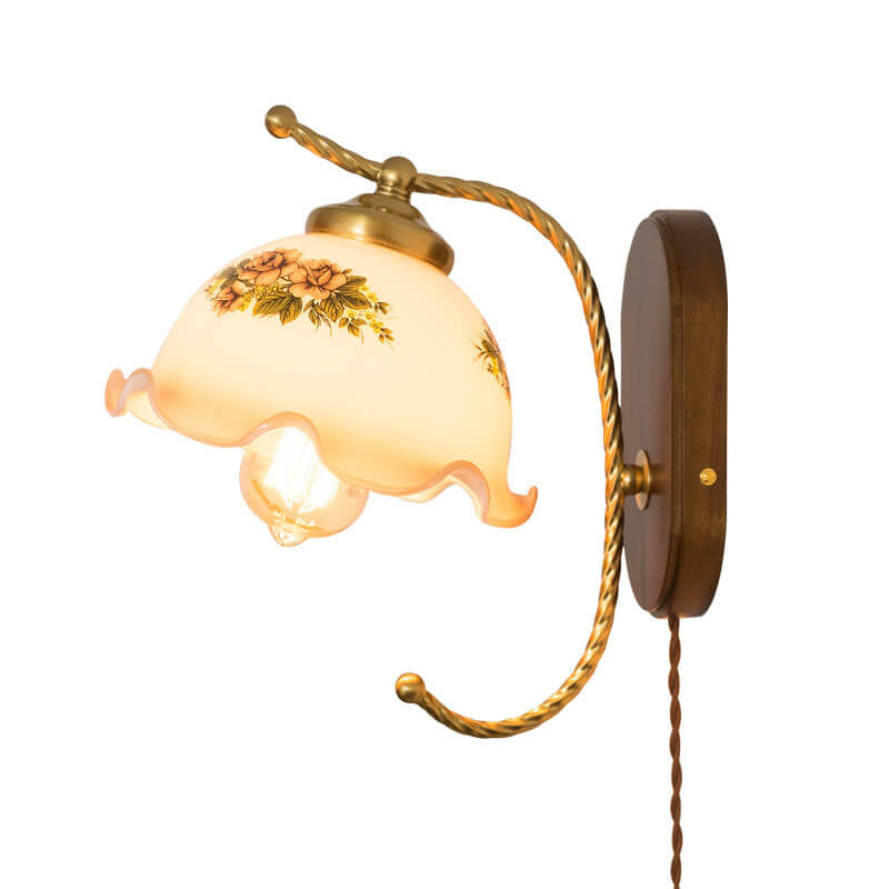 French Vintage Cream Glass Petal Wall Sconce Lamp - Elegant Lighting, 1-Light Fixture, Art Deco Design, Home Decor, Bedroom or Living Room Accent
