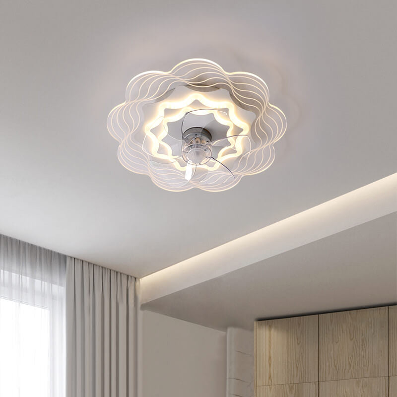 Modern Light Luxury Geometric LED Flush Mount Ceiling Fan Light