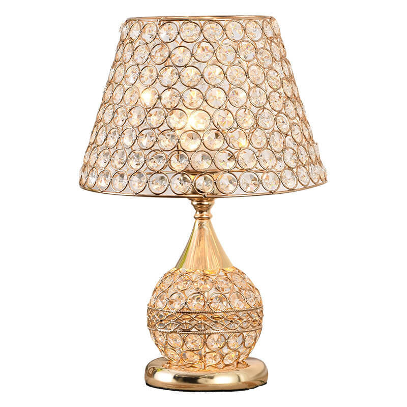 Nordic Luxury Crystal Cone Geometry 1-Light Table Lamp - Modern LED Nightstand Lamp, Elegant Home Decor, Contemporary Lighting, Stylish Bedside Accent, Unique Crystal Design for Living Room, Bedroom, Office, and Dining Area