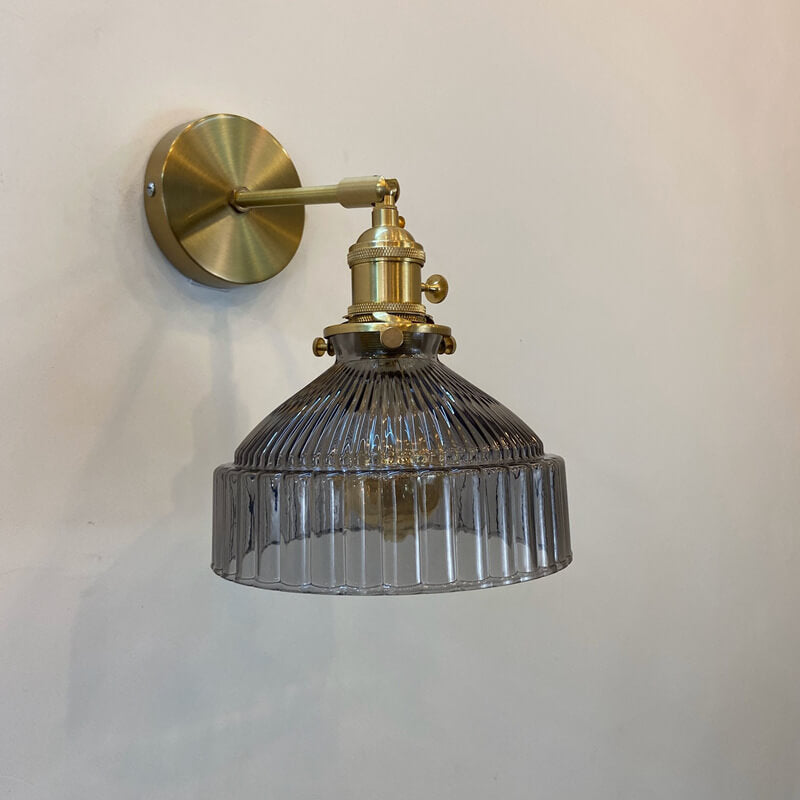 Nordic Dome Glass Shade Brass Wall Sconce 1-Light Lamp