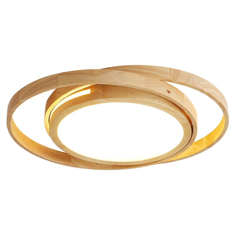Minimalist Wood Circle LED Flush Mount Ceiling Light