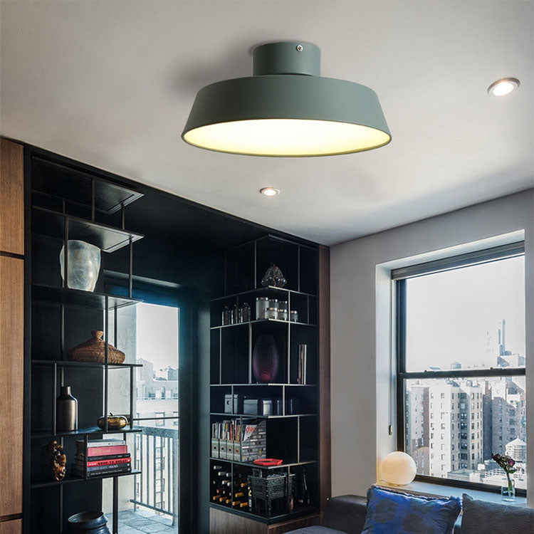 Contemporary Scandinavian Round Iron LED Flush Mount Ceiling Light