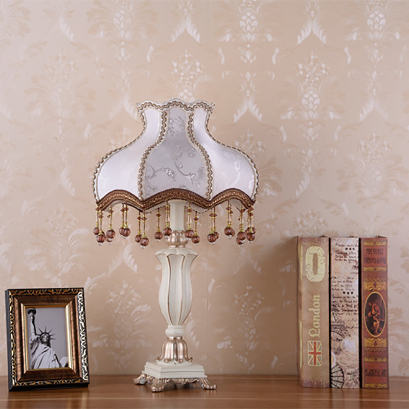 Traditional European Court Table Lamp - 1-Light Resin Fabric for Bedroom Décor