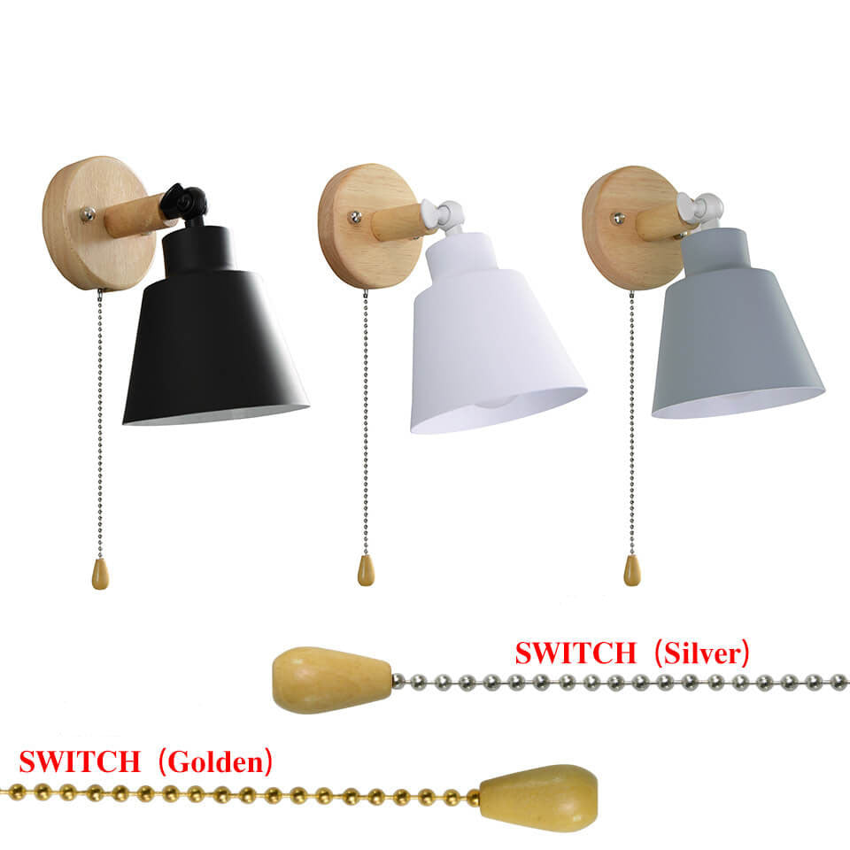 Nordic Minimalist Rotatable Wood 1-Light Wall Sconce Lamp Serene Design
