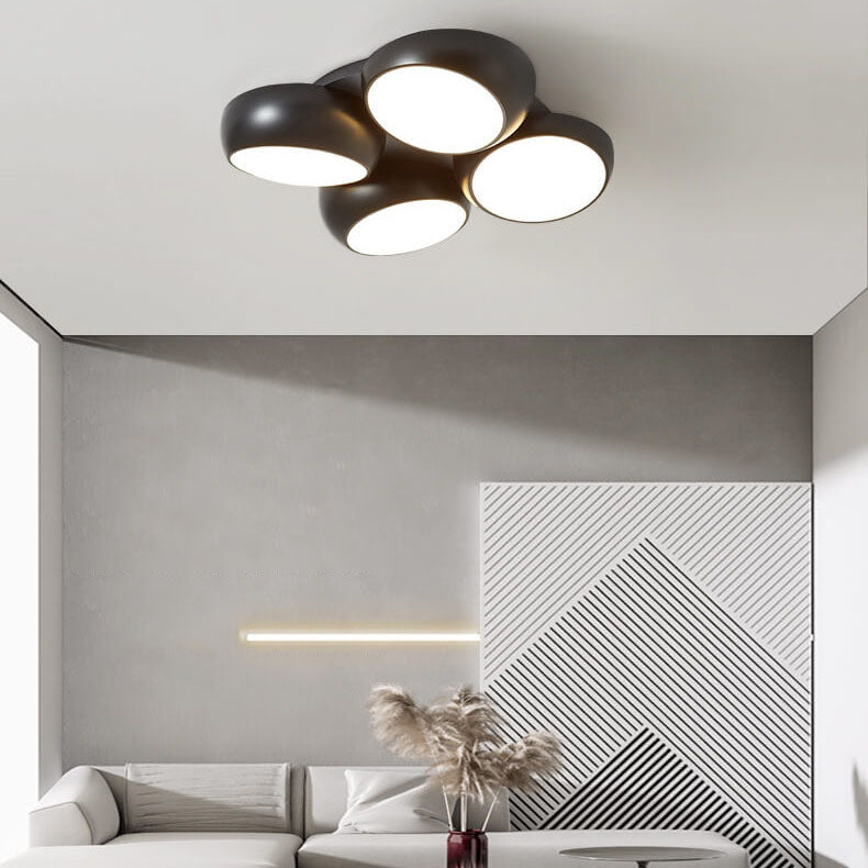 Scandinavian Modern Round LED Semi-Flush Mount Ceiling Light – Iron & Plastic Design