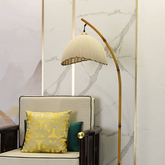 Retro Zen Bamboo Pole Floor Lamp - 1-Light Standing Lamp for Home Decor, Modern Lighting, Zen-inspired Design, Eco-Friendly Materials
