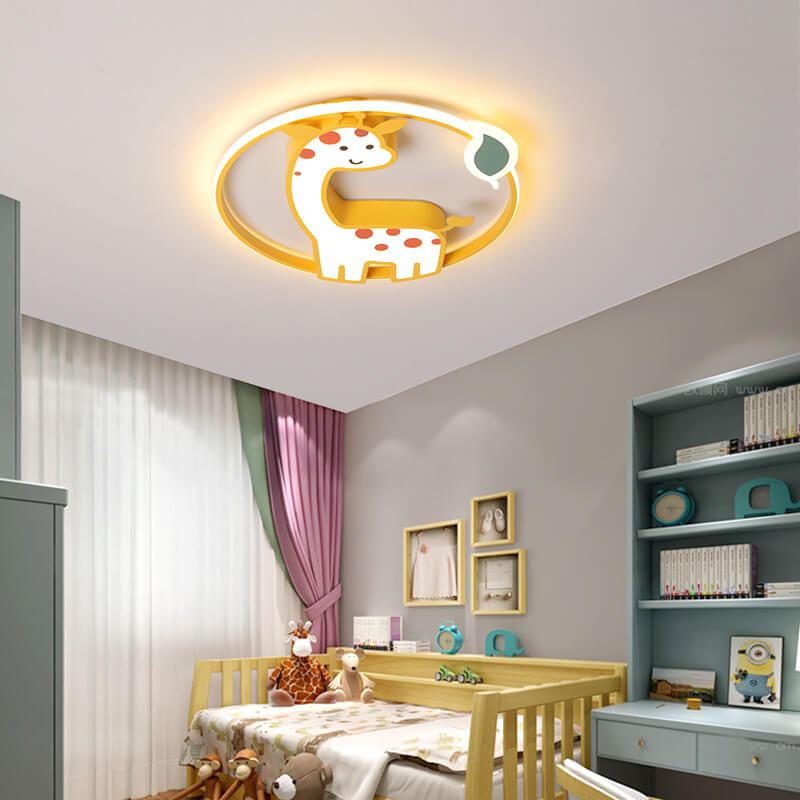 Cartoon Creative Giraffe Acrylic LED Flush Mount Ceiling Light for Kids Room, Nursery, Playroom, Children's Bedroom Lighting, Decorative Giraffe Ceiling Fixture, Colorful Cartoon Animal Design, Modern Kids Lighting Solution, Energy-Efficient LED Flush Lig