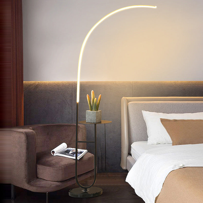 Contemporary Aluminum Strip LED Floor Lamp with Marble Base for Living Room
