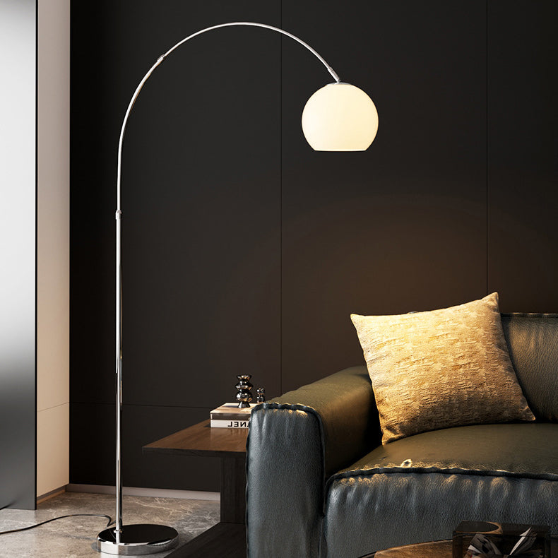 Scandinavian Glass Shade Fishing Rod Floor Lamp - 1-Light Iron Design for Living Room