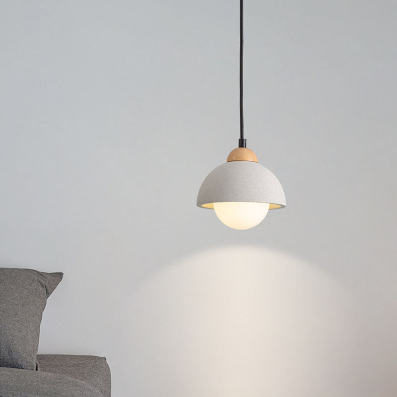 Contemporary Scandinavian Cement Dome Pendant Light for Bedroom 1-Light
