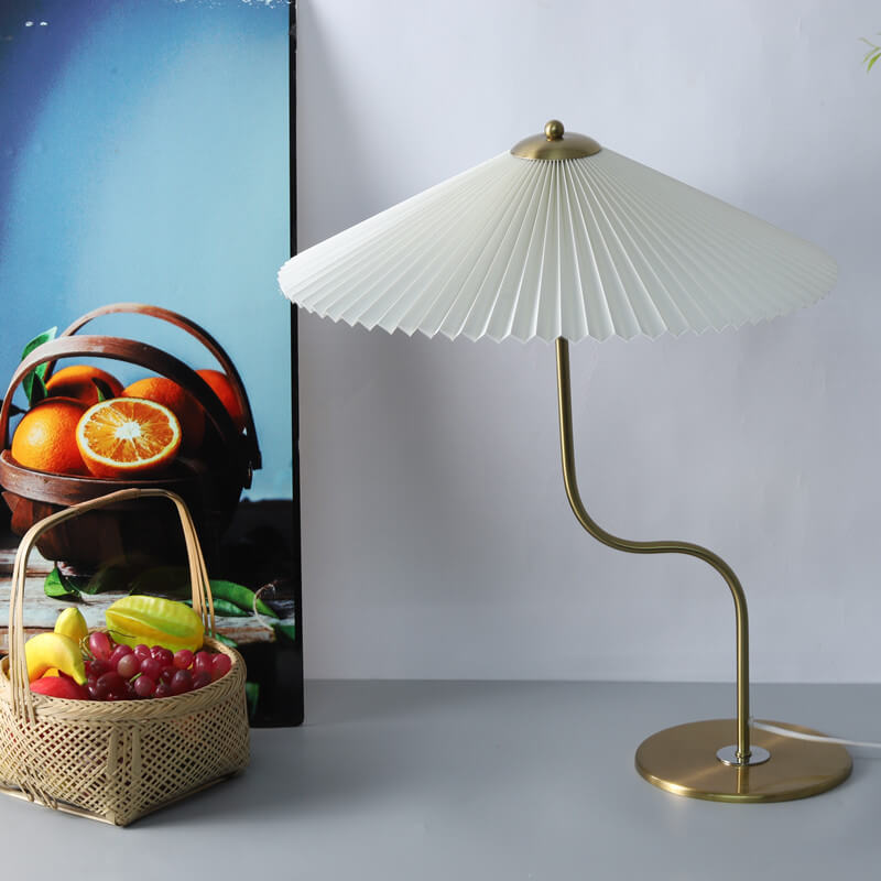 Retro Pleated Umbrella Table Lamp - 1-Light Decorative Accent Lamp