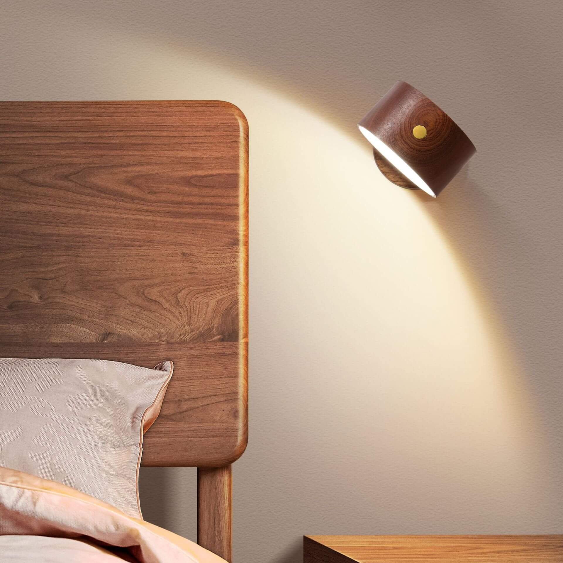 Wooden USB Rechargeable Magnetic LED Night Light Sconce Lamp