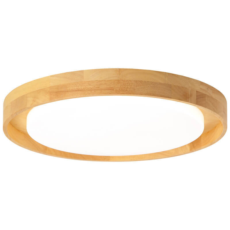Japanese Simple Log Round LED Flush Mount Ceiling Light - Modern Lighting Fixture, Energy Efficient, Home Decor, Wood Finish Lighting, Contemporary Ceiling Light, Interior Design Essentials
