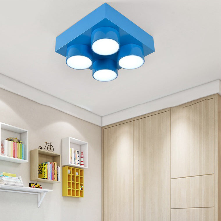 Contemporary Square Iron LED Flush Mount Ceiling Light for Bedroom