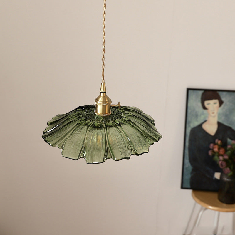 Vintage Lotus Leaf Brass Pendant Light - 1-Light Fixture for Living Room