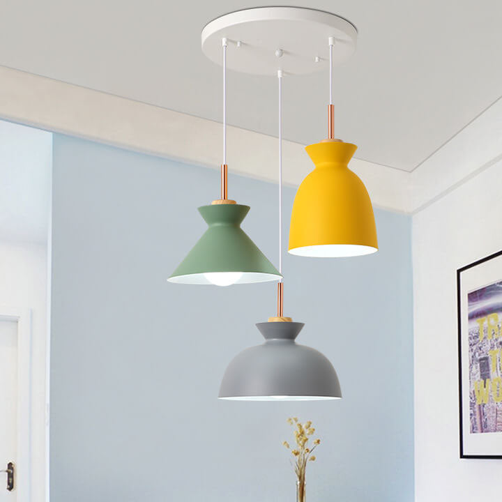 Nordic Macaron Metal 3-Light Chandelier - Modern Ceiling Light Fixture, Elegant Home Decor, Scandinavian Design, Brighten Living Room, Dining Area, Kitchen Lighting