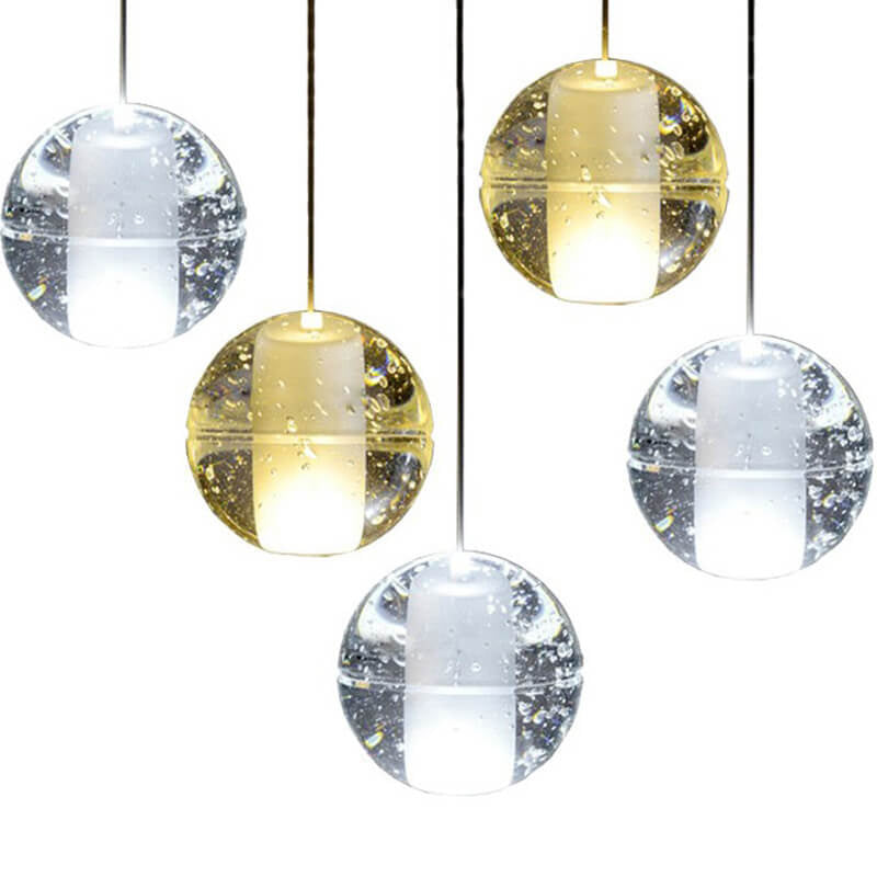 Modern Luxury LED Loft Chandelier with Crystal Orb Shade