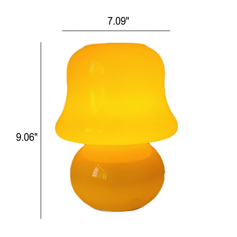 French Cream Handmade Glass Mushroom 1-Light Table Lamp, Unique Artisan Table Lamp, Vintage-Inspired Home Lighting, Decorative Glass Lamp, Soft Glow Interior Illumination, Modern Table Lamp for Living Room and Bedroom, Stylish Mushroom Design Lighting, Ar