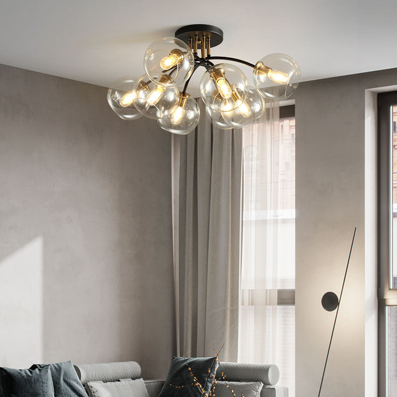 Modern Luxury Iron Glass Magic Bean Semi-Flush Mount Ceiling Light - 4/6/8 Lights for Bedroom