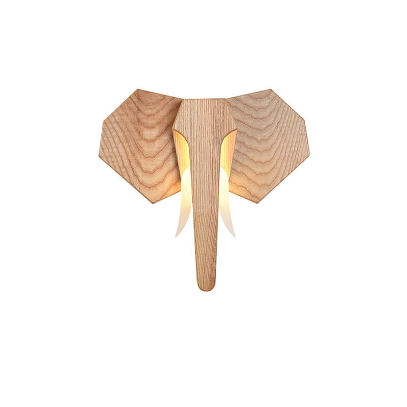 Nordic Solid Wood Elephant LED Wall Sconce Lamp