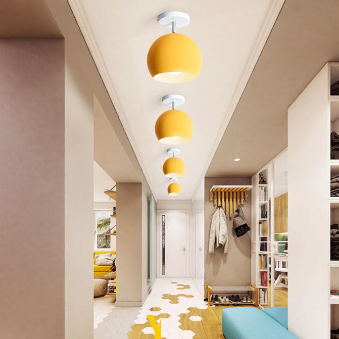 Nordic Macaron Dome Semi-Flush Mount Light - Modern Ceiling Fixture, Stylish Lighting for Home, Kitchen, Dining Room, Entryway, Nordic Design