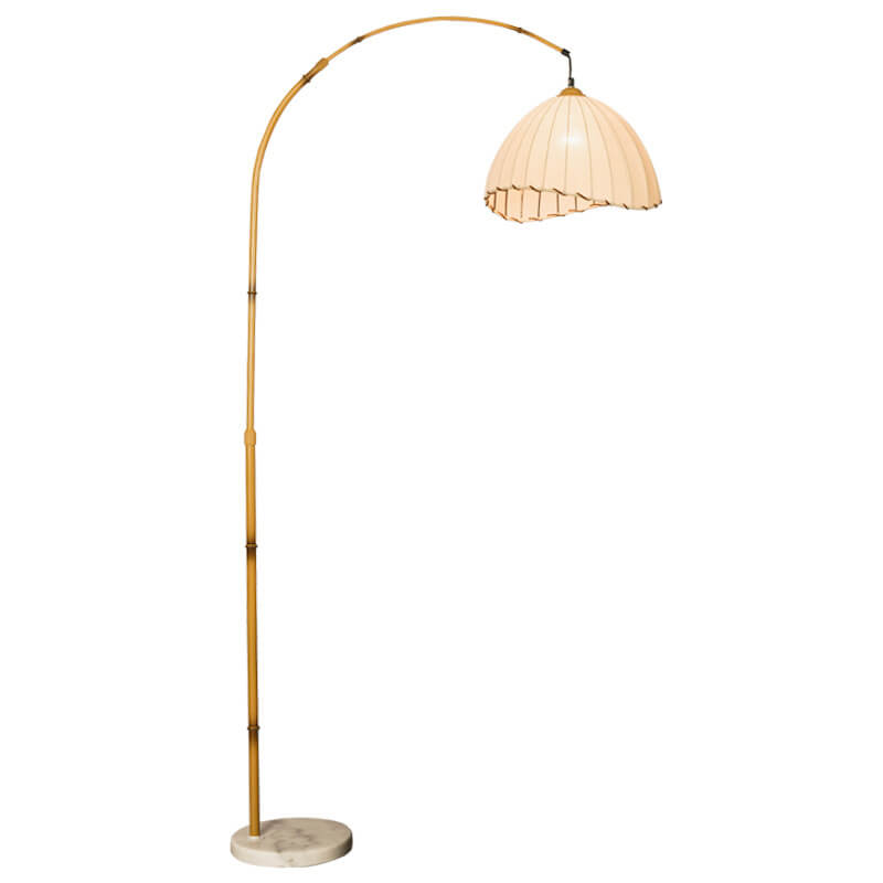 Vintage Fabric Marble Fishing Imitation Bamboo Floor Lamp with Light