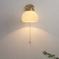 Contemporary Nordic Striped White Glass Brass Wall Sconce 1-Light Bedroom Lamp