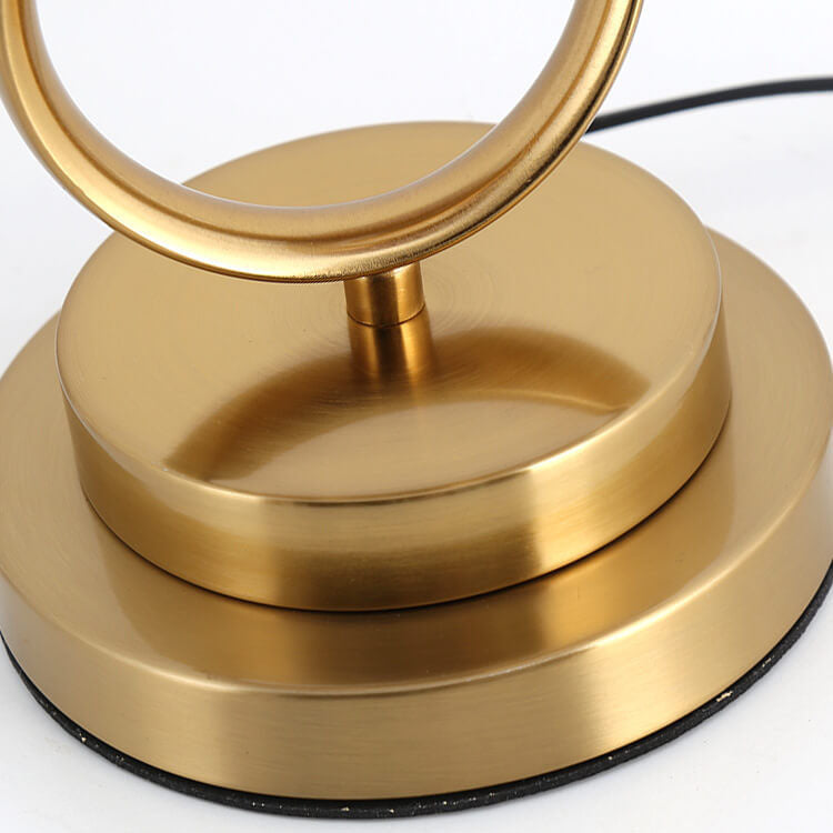 Modern Luxury Red Fabric Iron Knot Ring Table Lamp for Bedroom