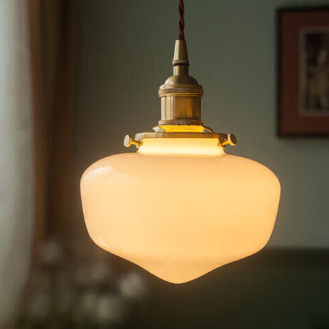 Nordic Vintage Brass Glass Pendant Light - 1-Light Hanging Lamp for Home Decor
