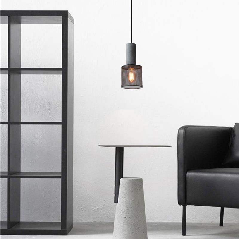 Contemporary Industrial Tapered Cement & Iron Pendant Light - 1-Light for Living Room