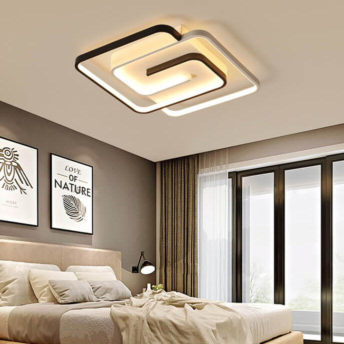 Modern Square Aluminum LED Semi-Flush Mount Ceiling Light