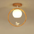 Modern Japanese Minimalist Round Bird Semi-Flush Mount Ceiling Light