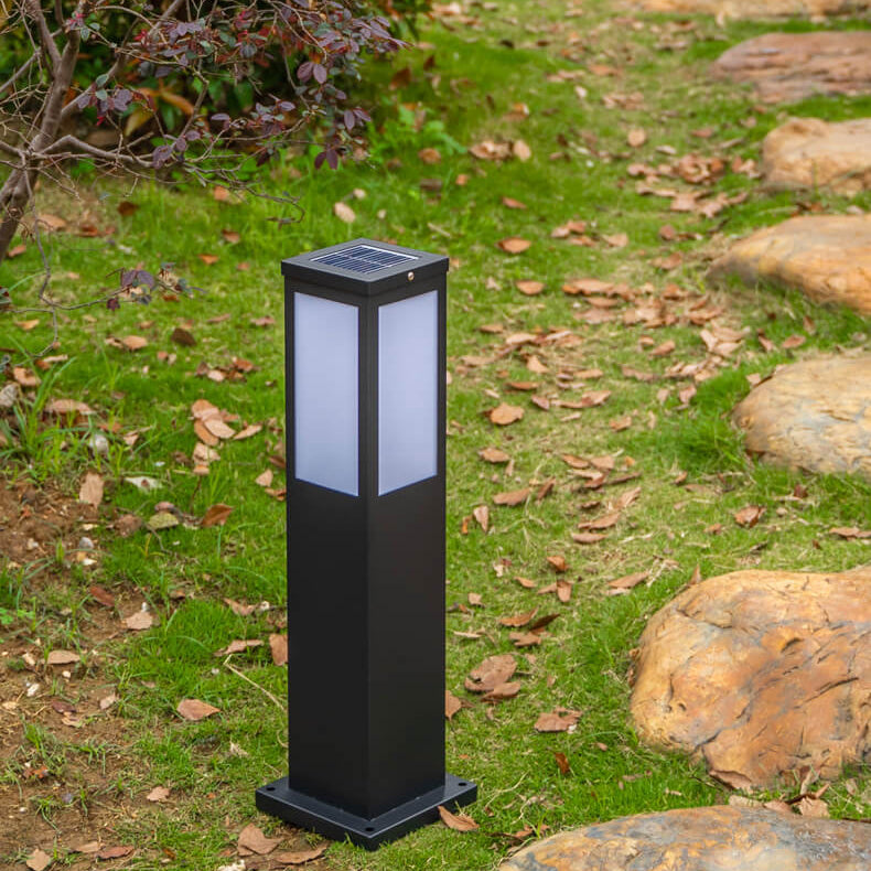 Modern Solar Lawn Square Column Outdoor Path Lamp Waterproof Garden Light
