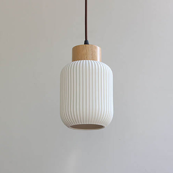 Nordic White Ceramic Cylinder 1-Light Japanese Pendant Light