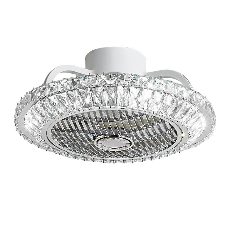 Nordic Crystal Round LED Flush Mount Ceiling Fan Light