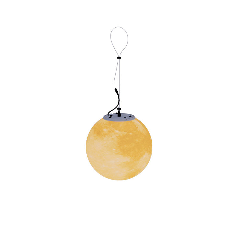 Contemporary Nordic Solar Waterproof PE Resin Round Moon LED Pendant Light for Outdoor Patio