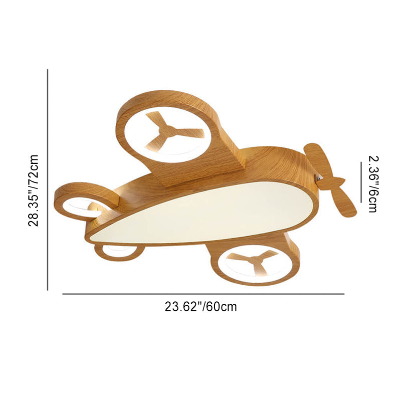 Cartoon Wood Grain Aircraft LED Kids Ceiling Light