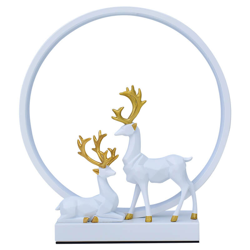 Contemporary Nordic Iron Acrylic Circle Deer USB Plug-in LED Night Light Table Lamp for Bedroom, Modern Decorative Lighting, Unique Home Decor, Soft Warm White Glow, Rechargeable Bedroom Lamp, Elegant Nightstand Light, Creative Gift for Kids and Adults, S