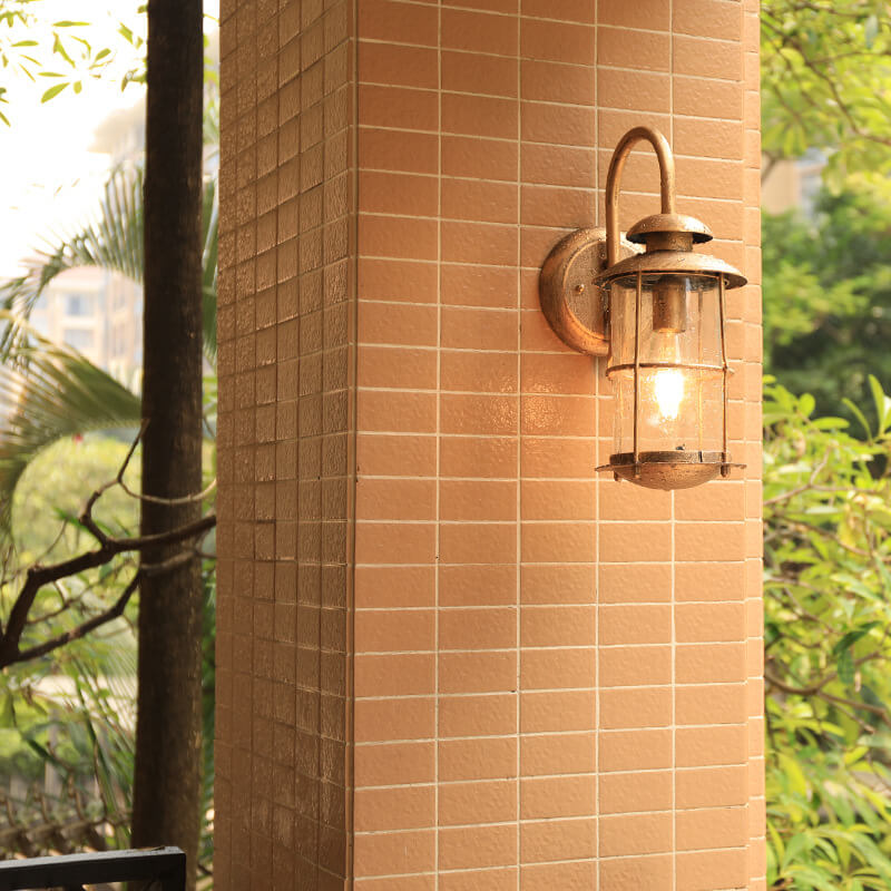 European Vintage Waterproof Iron Glass Wall Sconce Lamp - 1-Light Outdoor Fixture