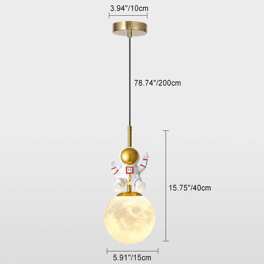 Contemporary Nordic Kids Orb Astronaut Iron Resin 1-Light Pendant Light Bedroom Decor, Space-Themed Lighting, Childrens Ceiling Fixture, Modern Nursery Light, Astronaut Space Decor, Unique Kids Room Lighting, Playful Bedroom Illumination, Decorative Penda