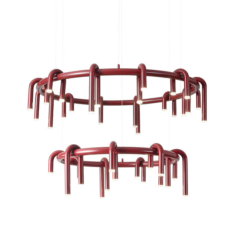 Modern Mid-Century LED Geometric Iron Chandelier for Living Room