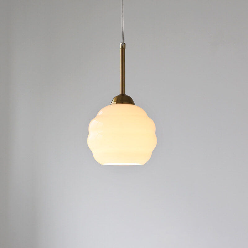 Vintage French Glass Round Tart Pendant Light - 1-Light Elegance