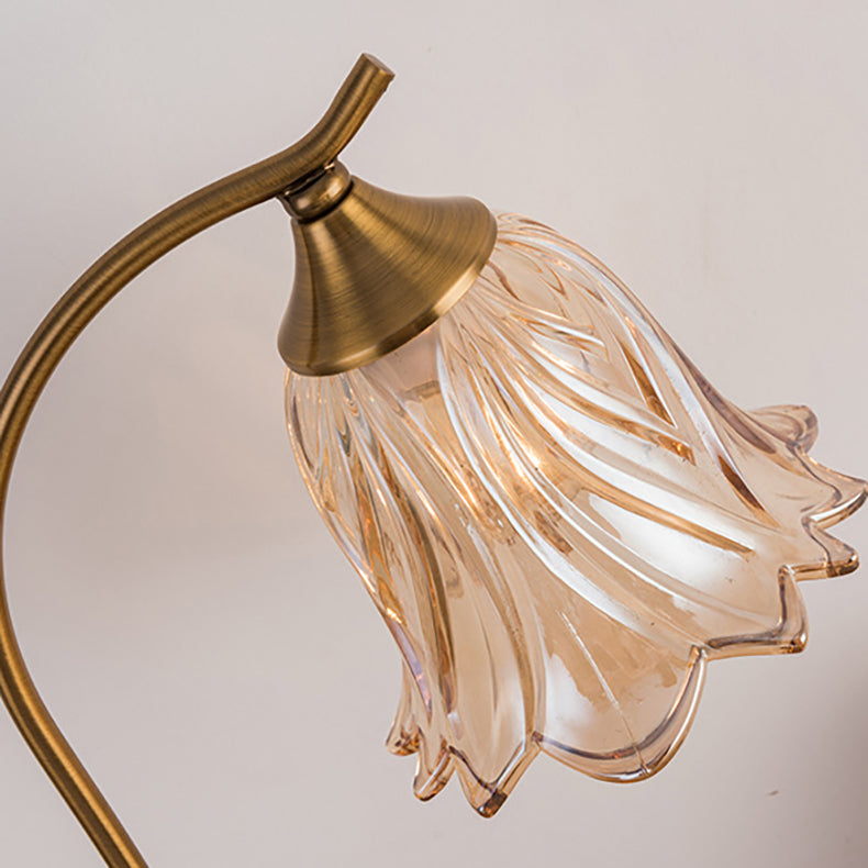 Modern Art Deco Round Flower Shaped Metal Glass 1-Light Table Lamp for Bedroom, Chic Decorative Lighting, Stylish Nightstand Lamp, Contemporary Home Decor, Unique Floral Design Lamp, Elegant Glass Accent Light, Bedroom Table Lighting, Vintage Inspired Des