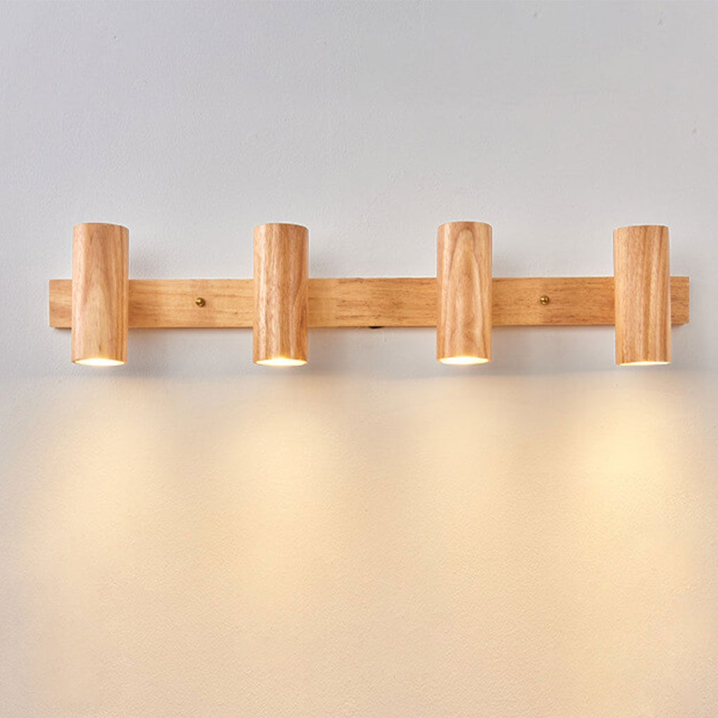 Modern Minimalist Wood Track Spotlight Wall Sconce Lamp - 1/2/3 Light Options