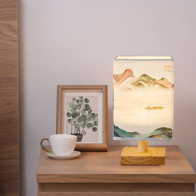 Contemporary Creative Fabric Square USB LED Table Lamp for Bedroom Nightstand Lighting, Dimmable Touch Control, Modern Home Decor, Stylish USB Rechargeable Lamp, Warm White & Color Changing, Perfect for Reading & Relaxation