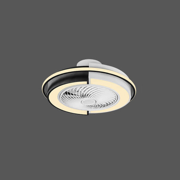 Modern Round LED Semi-Flush Mount Ceiling Fan Light