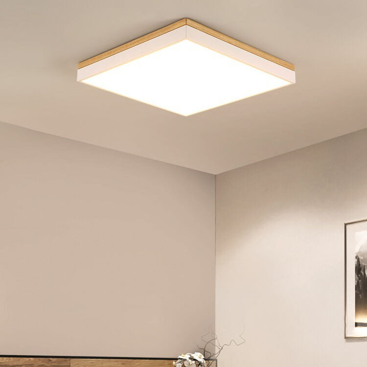 Modern Minimalist Solid Wood LED Flush Mount Light for Living Room