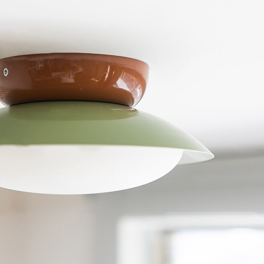 Contemporary Scandinavian LED Semi-Flush Mount Ceiling Light - Geometric Semicircle Shade for Living Room