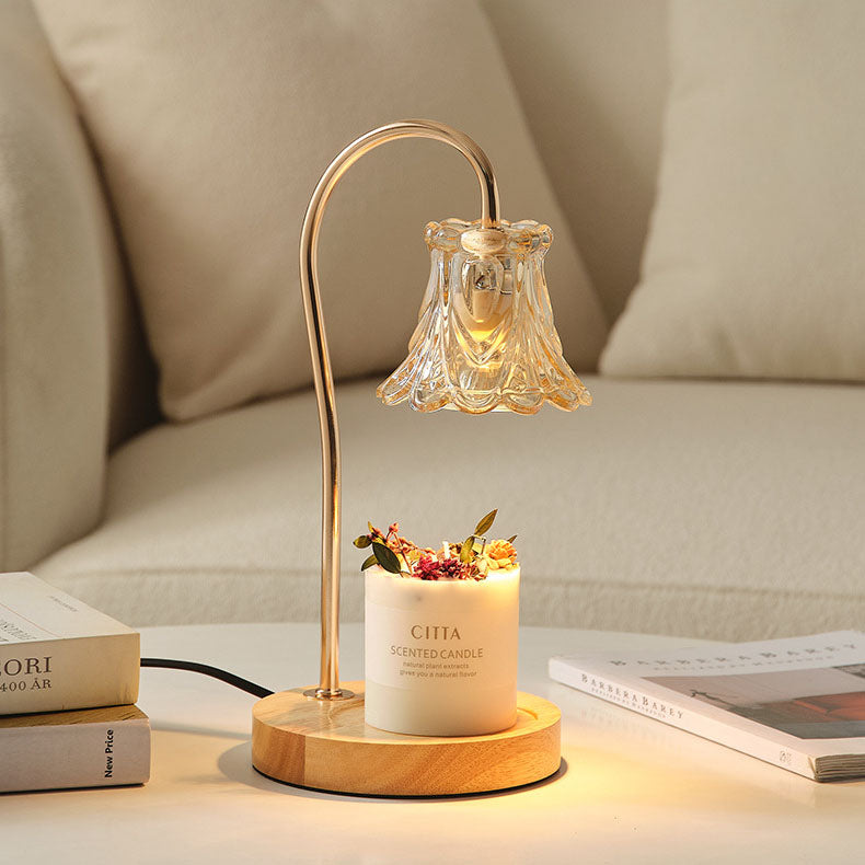 Modern Creative Simple Solid Wood Lily Of The Valley 1-Light Melting Wax Table Lamp - Unique Home Decor, Elegant Indoor Lighting, Contemporary Design, Handmade Accent Light, Rustic Wood Lamp, Stylish Bedroom and Living Room Decor, Decorative Lighting Fixt